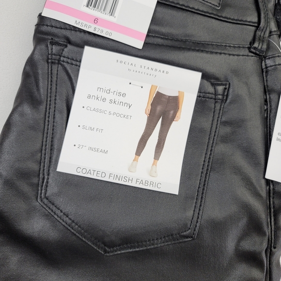 Social Standard By Sanctuary Ankle Skinny Coated Pants Sz 6 - Picture 3 of 13